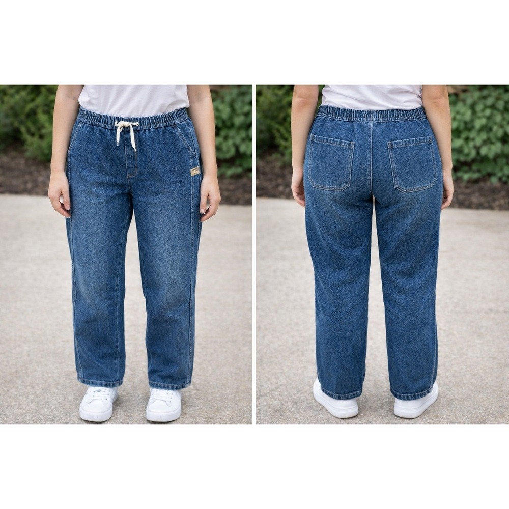 NEW Womens Elastic Pull-on Denim Jeans Fleece Lined US 2XL READ Description #513
